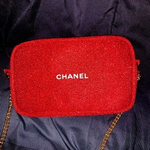 Red sparkly Chanel makeup bag/crossbody/clutch